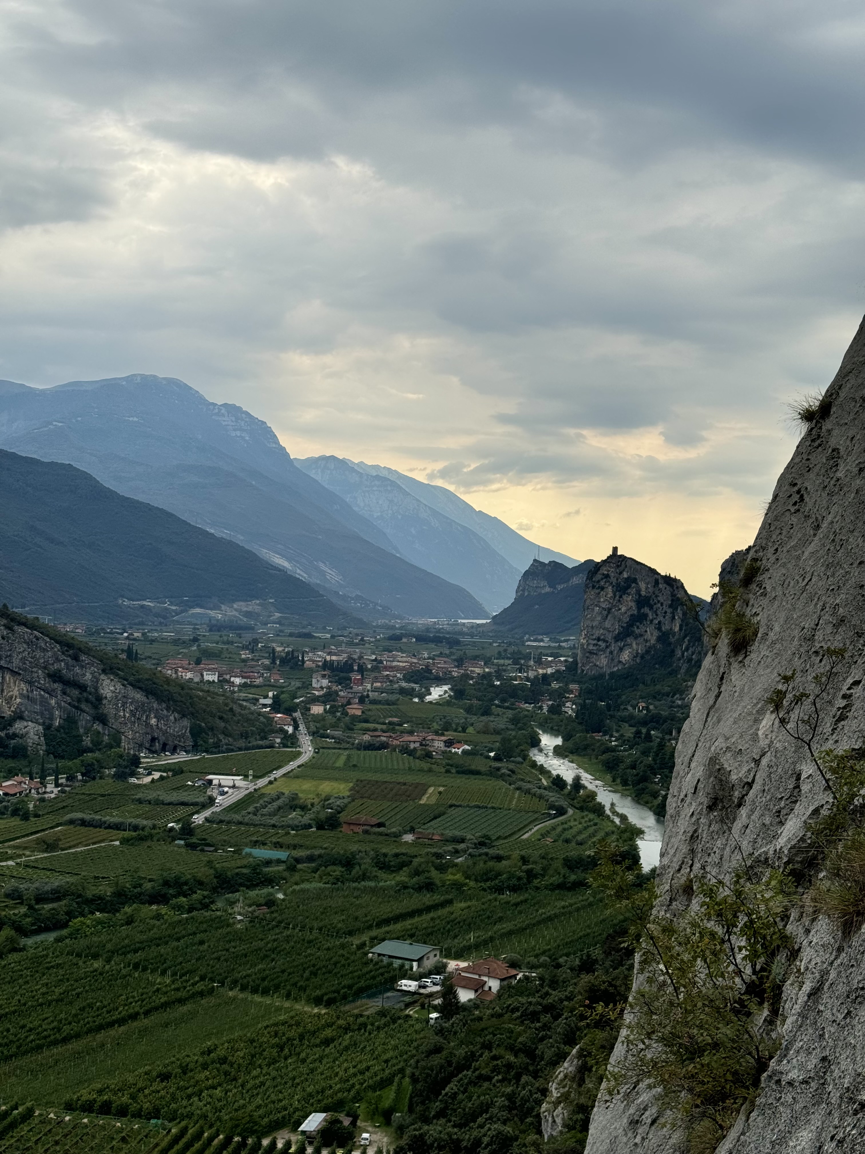 Climber using double rope technique on a multi-pitch route in the Alps
